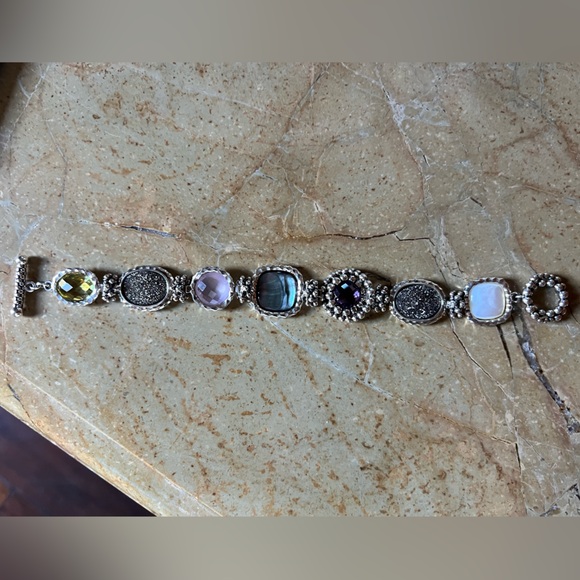 Michael Dawkins silver multi gemstone toggle bracelet